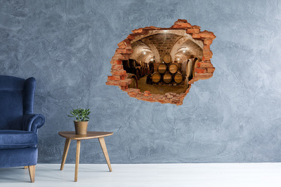 Hole in the wall sticker Interior of a winery with barrels