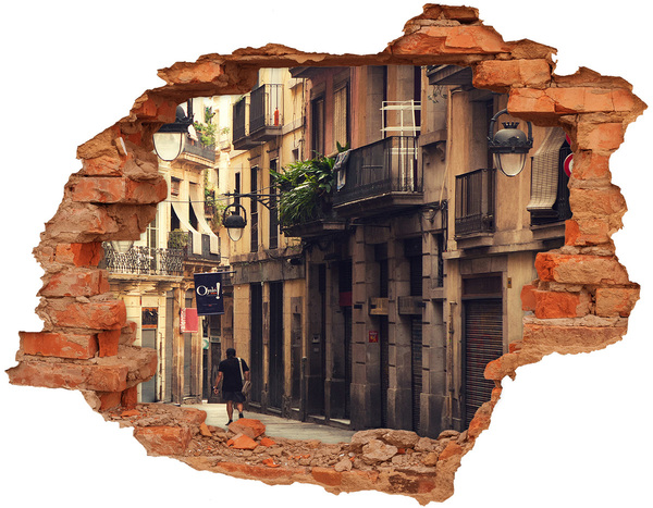 Hole wall sticker Barcelona streets