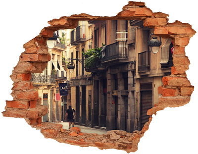 Hole wall sticker The charming streets of Barcelona