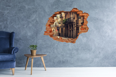 Hole wall sticker The charming streets of Barcelona