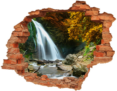 Hole in the wall decal Waterfall in the autumn forest