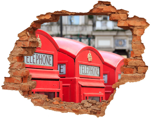 3D wall hole British telephone boxes