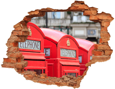 3D wall hole British telephone boxes