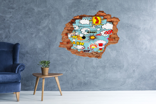 Hole wall sticker Creative Comic Explosion