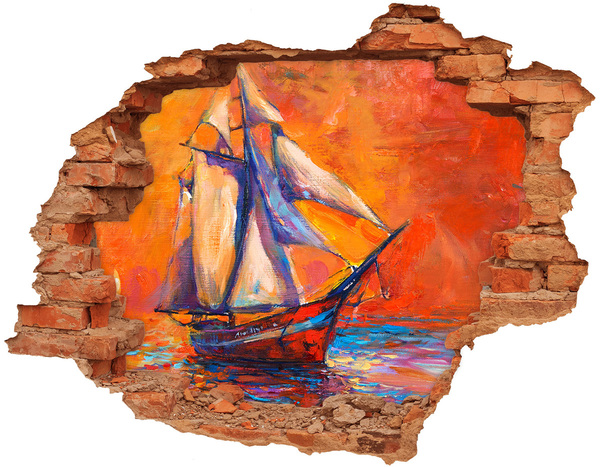 Hole wall sticker Sunset at sea