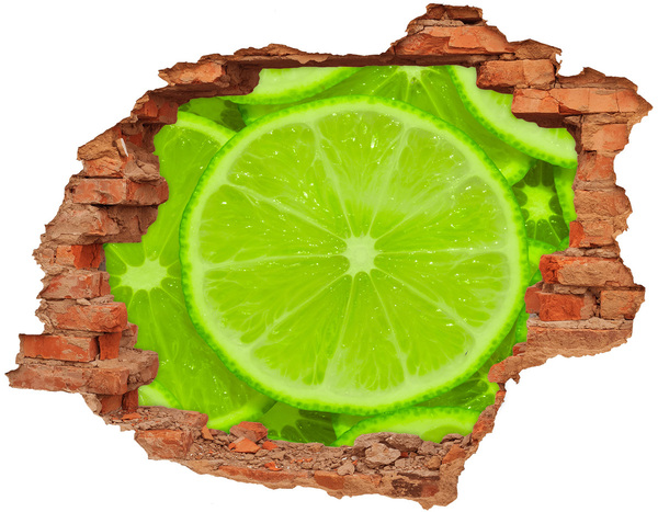 3D wall hole wallpaper Juicy lime in concrete