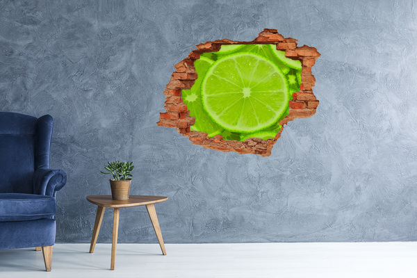 3D wall hole wallpaper Juicy lime in concrete