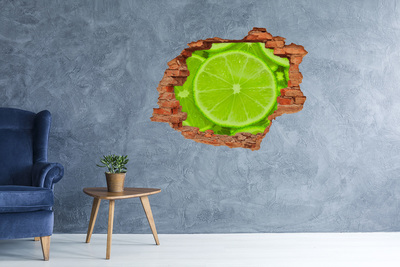 3D wall hole wallpaper Juicy lime in concrete