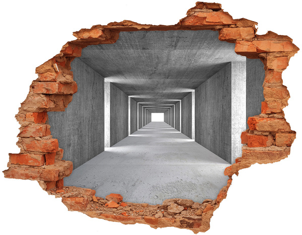 Hole in the wall decal Empty concrete corridor