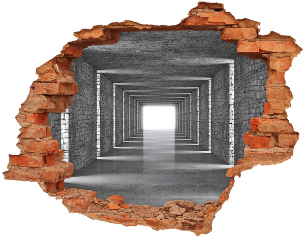 Hole wall sticker Brick tunnel