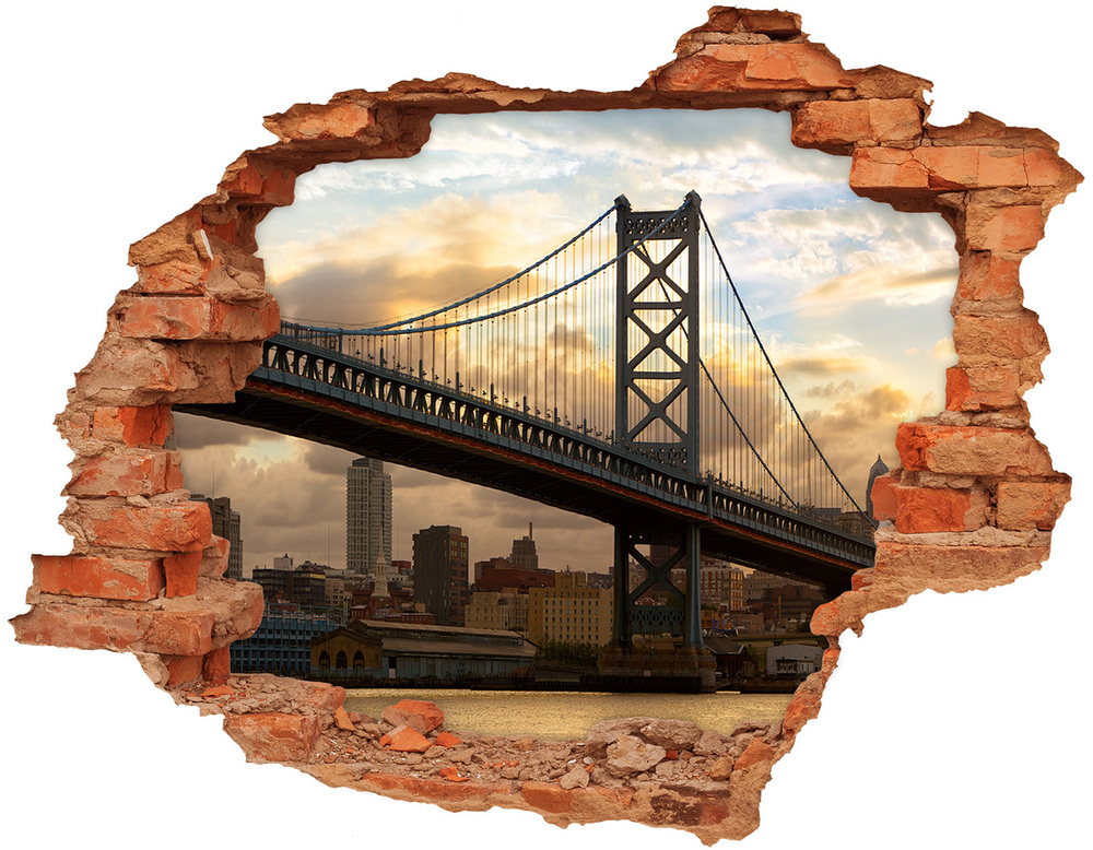 Hole in the wall decal Philadelphia bridge