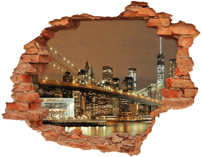Hole in the wall decal New York skyline at night