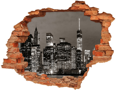 Hole in the wall decal New York skyline at night