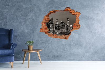 Hole in the wall decal New York skyline at night