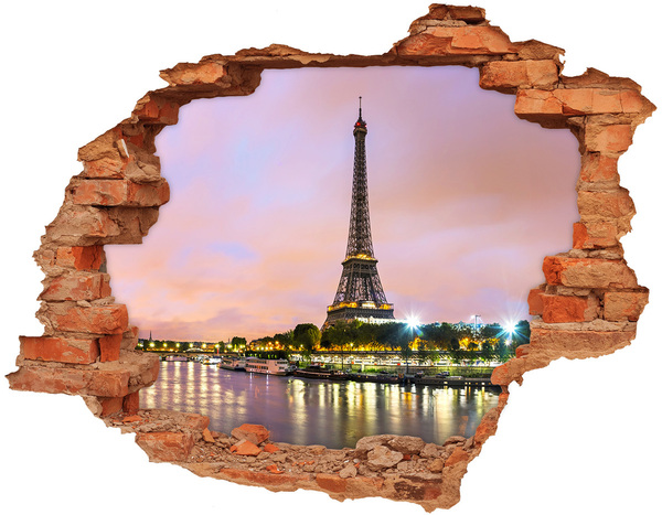Hole in the wall sticker The Eiffel Tower at dusk