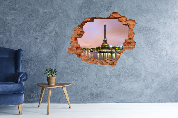 Hole in the wall sticker The Eiffel Tower at dusk