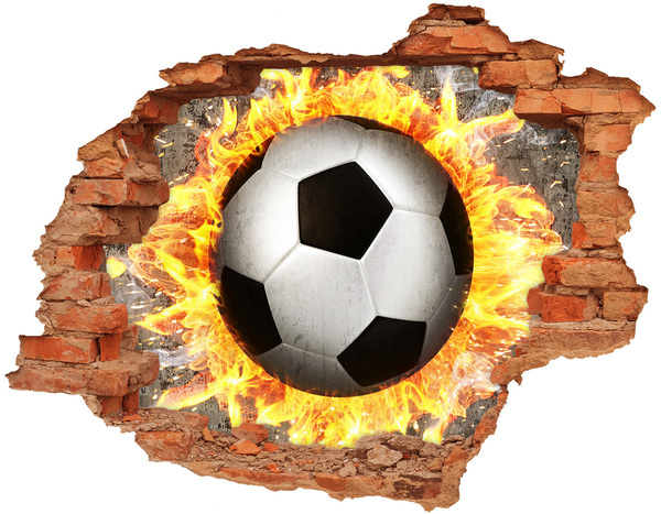 Hole in the wall sticker Burning football saw