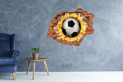 Hole in the wall sticker Football on fire
