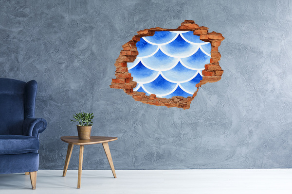 3D wall hole wallpaper Fish scales