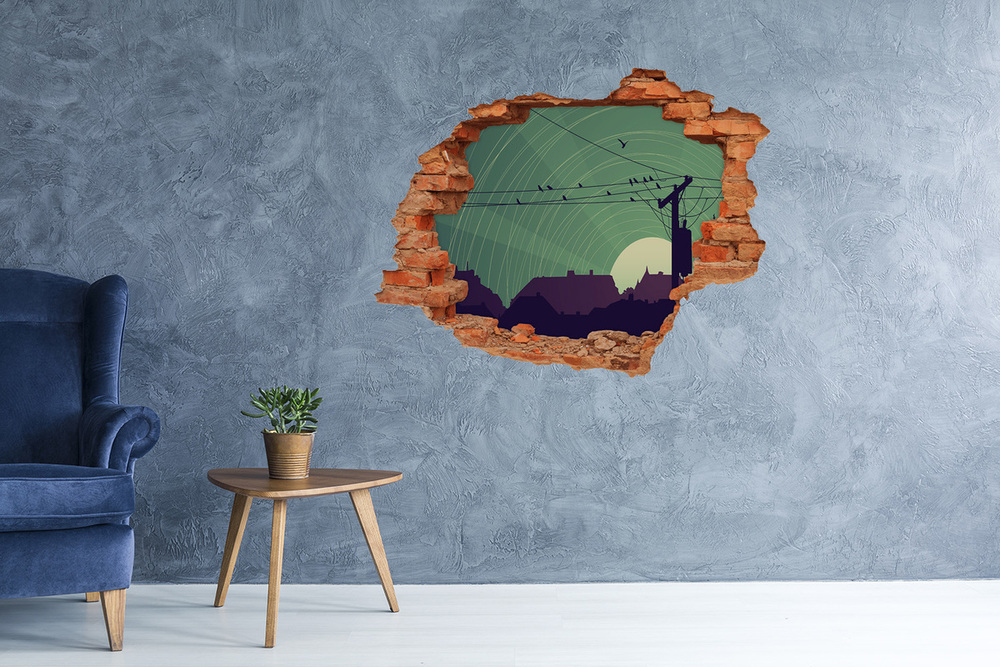 Hole in the wall decal Birds city