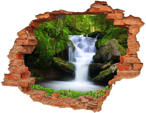 Hole wall sticker Waterfall in the forest