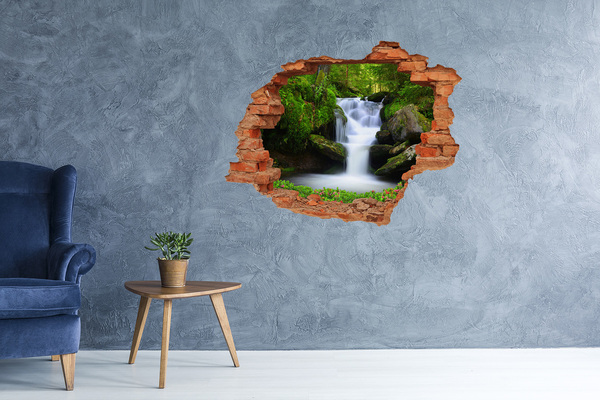 Hole wall sticker Waterfall in the forest