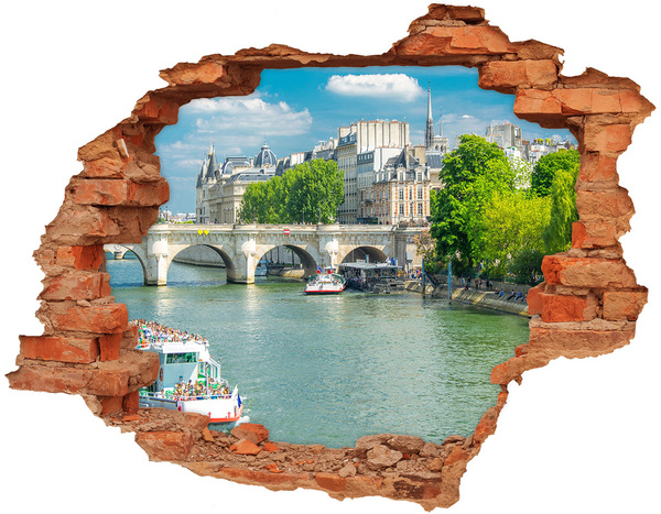 Hole in the wall sticker View of Paris through a hole in the wall