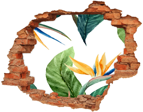 Hole in the wall sticker Tropical flowers