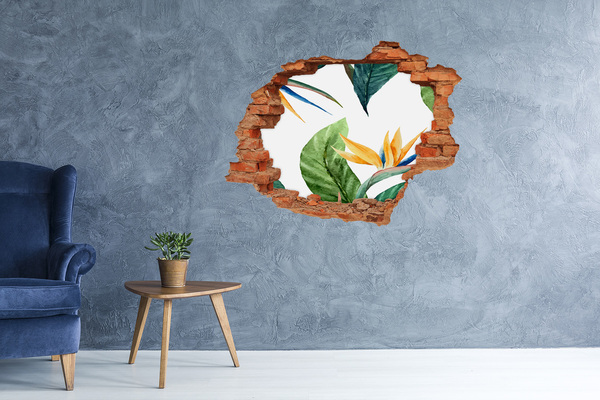 Hole in the wall sticker Tropical flowers