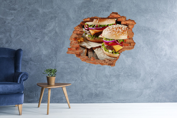 Hole wall sticker hamburgers