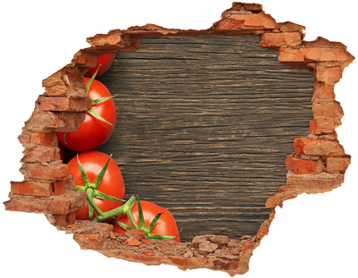 Hole wall sticker Fresh tomatoes in a damaged wall