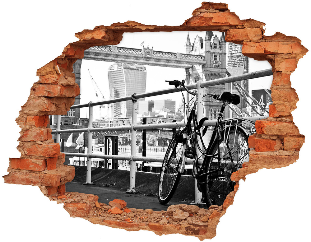 Hole wall sticker Bike in London