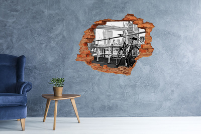 Hole wall sticker A bicycle at the city quay