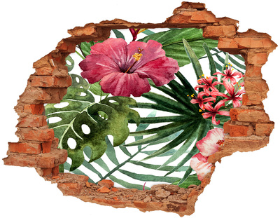 3D wall hole Tropical flowers