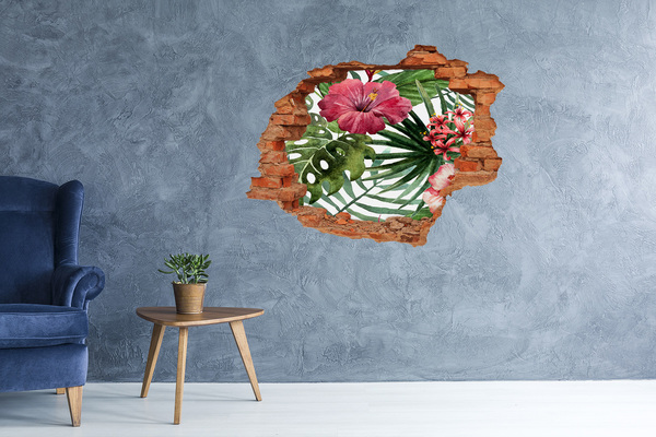 3D wall hole Tropical flowers