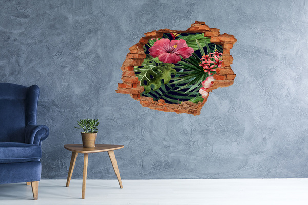 Hole wall sticker Tropical flowers