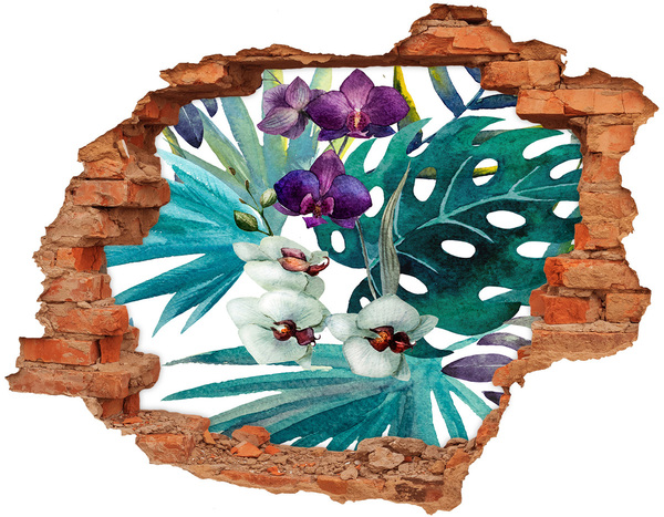 Hole wall sticker Hole-in-the-wall tropical garden