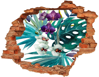 Hole wall sticker Hole-in-the-wall tropical garden