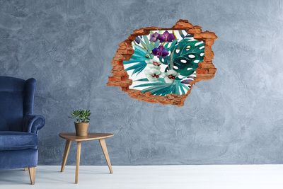 Hole wall sticker Hole-in-the-wall tropical garden