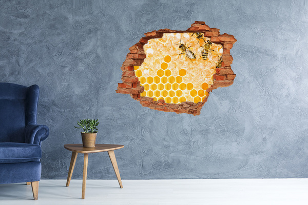 3D wall hole wallpaper Working bees