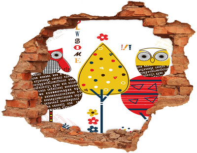 Hole in the wall sticker Colorful trees in a hole in the wall