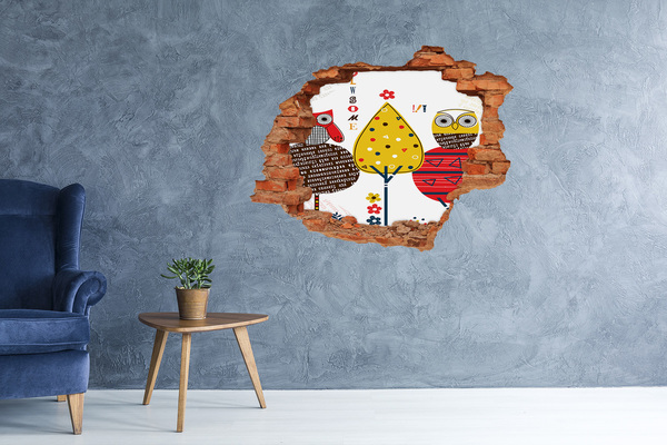 Hole in the wall sticker Colorful trees in a hole in the wall