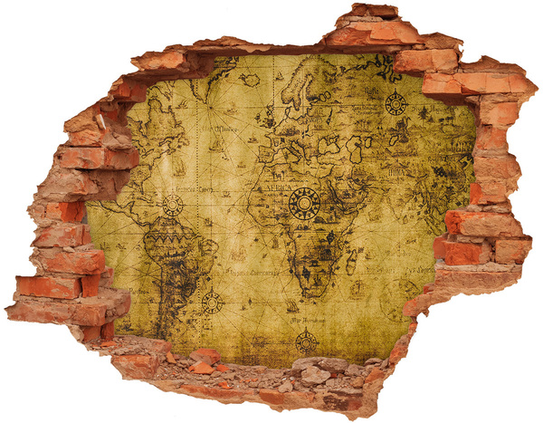 Hole wall sticker Old map of the world