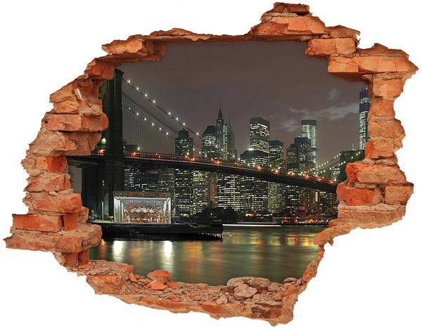 Hole in the wall sticker New York at night through a hole in the wall