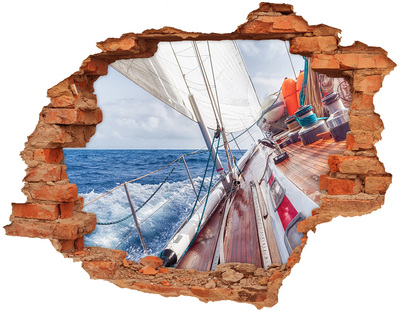 Hole in the wall sticker Sailboat at sea