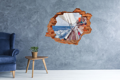 Hole in the wall sticker Sailboat at sea