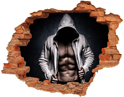 Hole in the wall sticker Intense workout in urban style