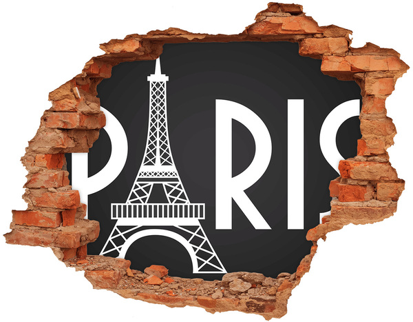 Hole in the wall decal The Eiffel Tower in ruins
