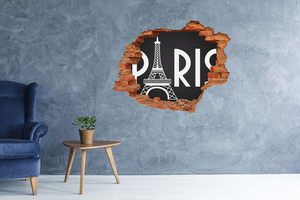 Hole in the wall decal The Eiffel Tower in ruins