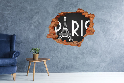 Hole in the wall decal The Eiffel Tower in ruins